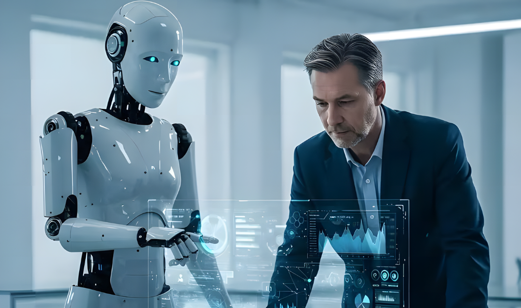 AI assistant supporting business professional.