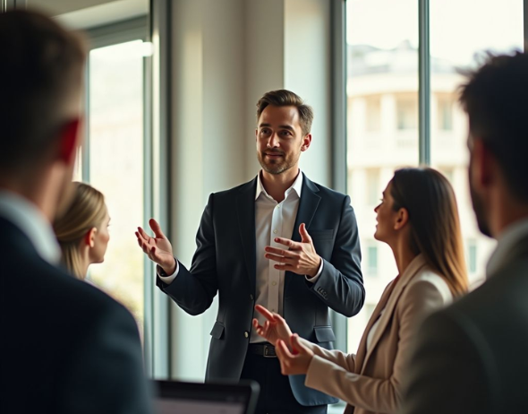 Team discussing business growth